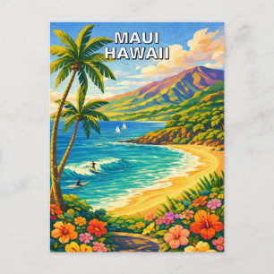 Maui Hawaii Tropische Kustlijn Vintage Reizen Briefkaart