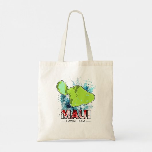 Maui Hawaii USA Kaart met Ocean Water Splash Tote Bag (Achterkant)