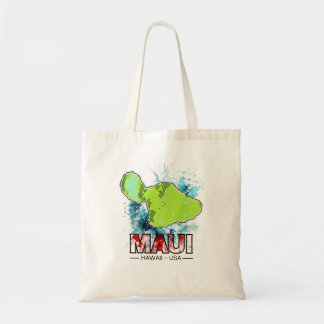 Maui Hawaii USA Kaart met Ocean Water Splash Tote Bag