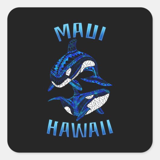Maui Hawaii Vacation Tribal Orcas Vierkante Sticker (Voorkant)