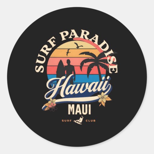 Maui Hawaii Vakantie Surf Paradise Ronde Sticker (Voorkant)