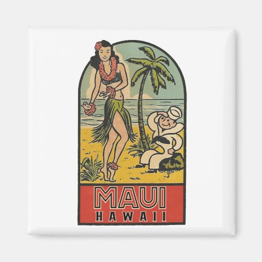 Maui, Hawaii * Vintage Travel * Magnet (Voorkant)