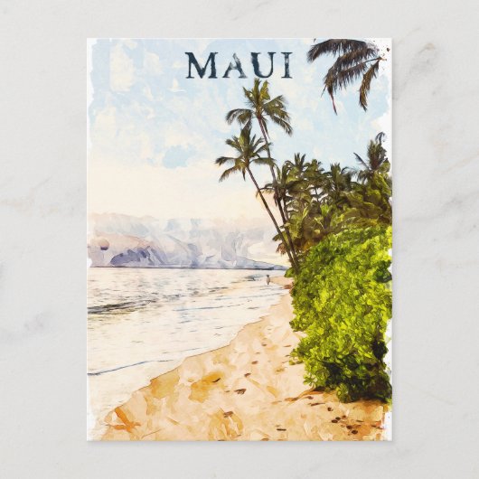 Maui Hawaii Waterverf Illustratie Reizen Briefkaart (Voorkant)