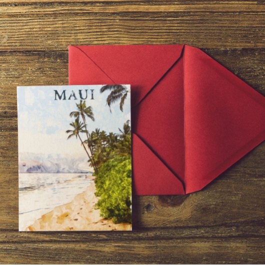 Maui Hawaii Waterverf Illustratie Reizen Briefkaart