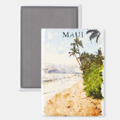 Maui Hawaii Waterverf Illustratie Reizen Magneet (Voorkant / Achterkant)