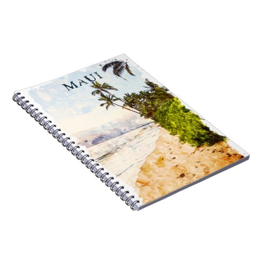 Maui Hawaii Waterverf Illustratie Reizen Notitieboek (Rechterzijde)