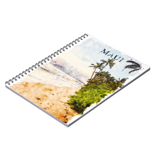 Maui Hawaii Waterverf Illustratie Reizen Notitieboek (Linkerzijde)