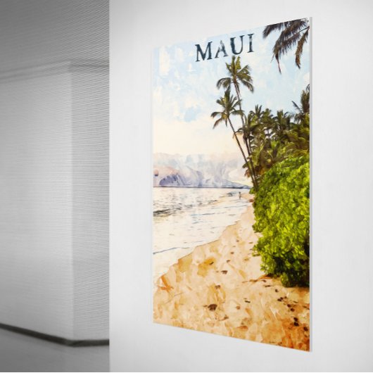 Maui Hawaii Waterverf Illustratie Reizen Poster