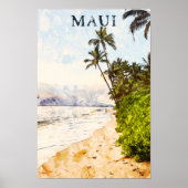 Maui Hawaii Waterverf Illustratie Reizen Poster (Voorkant)