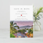 Maui Hawaii Waterverf Save the Date Wedding Kaart (Staand voorkant)