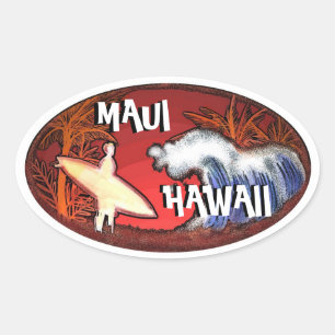 Maui Hawaii witte surfer golven kunst stickers