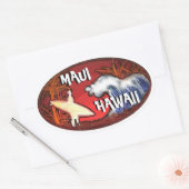 Maui Hawaii witte surfer golven kunst stickers (Envelop)