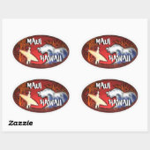 Maui Hawaii witte surfer golven kunst stickers (Vel)
