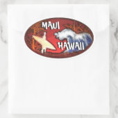 Maui Hawaii witte surfer golven kunst stickers (Tas)