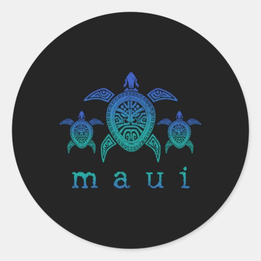 Maui Hawaii Zee Schildpadden Hawaïaans Duiken Ronde Sticker (Voorkant)