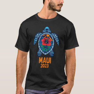 Maui Hawaii Zee Turtle Hawaiian 2023 Hibiscus Fl T-shirt
