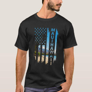 Maui Hawaii Zomerzonsondergang Amerikaanse Vlag Pa T-shirt