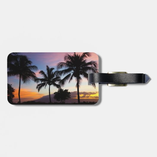 Maui Hawaiian Sunset Palm Trees Bagagelabel (Achterkant horizontaal)