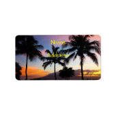 Maui Hawaiian Sunset Palm Trees Etiket (Voorkant)