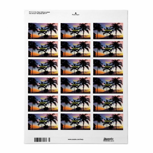 Maui Hawaiian Sunset Palm Trees Etiket (Full Sheet)