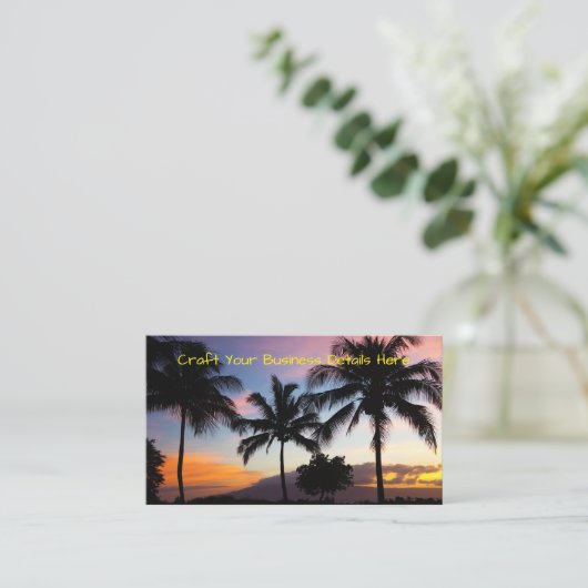 Maui Hawaiian Sunset Palm Trees Visitekaartje (Staand voorkant)