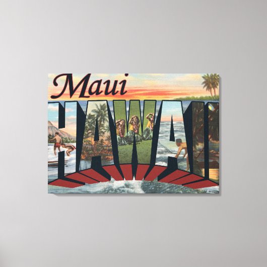 Maui, HawaiiLarge Letter ScenesMaui, HI Canvas Afdruk (Voorkant)