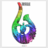 Maui Honu Tribal Hook Neon Rainbow Sticker (Vel)