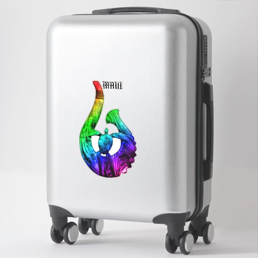 Maui Honu Tribal Hook Neon Rainbow Sticker (Koffer)