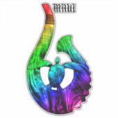 Maui Honu Tribal Hook Neon Rainbow Sticker (Voorkant)