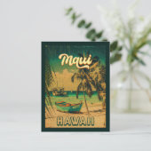 Maui Island Hawaii Retro Palm Trees 60s Souvenirs Briefkaart (Staand voorkant)