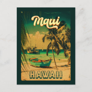 Maui Island Hawaii Retro Palm Trees 60s Souvenirs Briefkaart