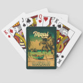 Maui Island Hawaii Retro Palm Trees 60s Souvenirs Pokerkaarten (Achterkant)
