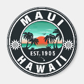 Maui Island Hawaii Retro Sunset Souvenirs 60s Magneet (Voorkant)