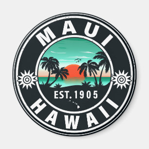 Maui Island Hawaii Retro Sunset Souvenirs 60s Magneet