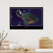 Maui Island Hawaii Satellite Poster Map (Keuken)