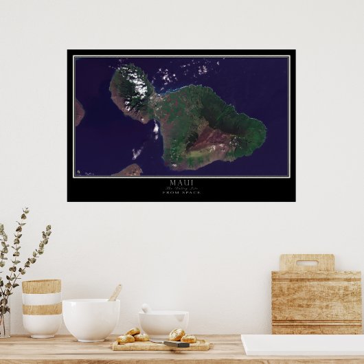 Maui Island Hawaii Satellite Poster Map (Keuken)