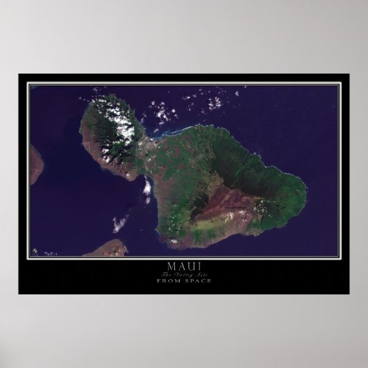 Maui Island Hawaii Satellite Poster Map (Voorkant)