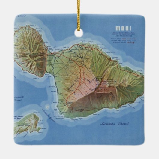 Maui Island  Map Keramisch Ornament (Achterkant)