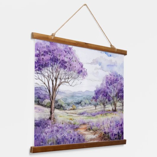 Maui Jacaranda Trees Hangend Wandkleed (Gebogen)