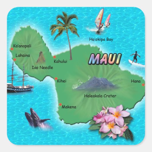 Maui Kaart Sticker (Voorkant)