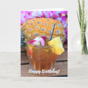 Maui Mai Tai en Pineapple Birthday Kaart