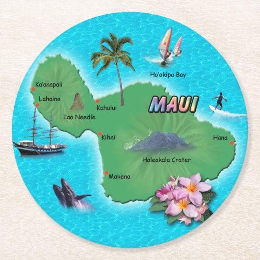 Maui Map Drink Onderzetter (Voorkant)