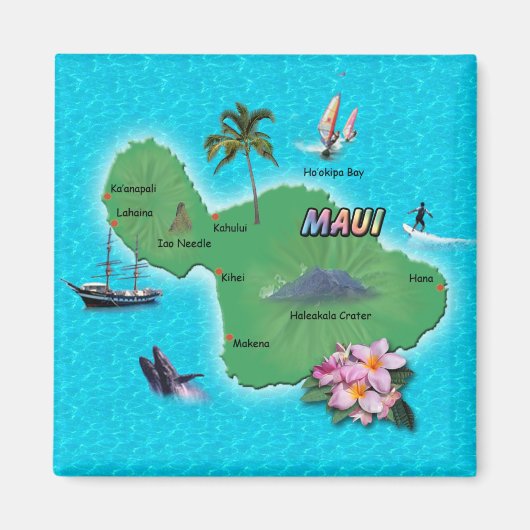 Maui Map Magneet (Voorkant)