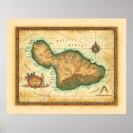 Maui Map of the Hawaiian Islands Poster