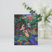 Maui Mermaid Hawaiian Girl Fantasy Art Briefkaart (Staand voorkant)