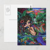 Maui Mermaid Hawaiian Girl Fantasy Art Briefkaart (Voorkant / Achterkant)