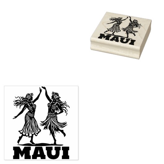 Maui Mooie Hawaiian Hula Dancer Rubber Stamp Rubberstempel (Gestempeld)