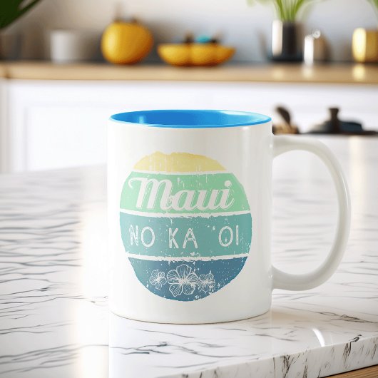 Maui No Ka Oi  Typografie Tweekleurige Koffiemok