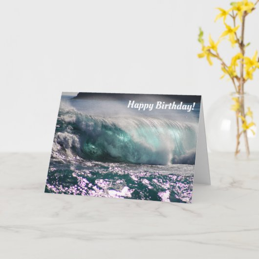 Maui Ocean Waves Verjaardag Kaart (Gele Bloem)