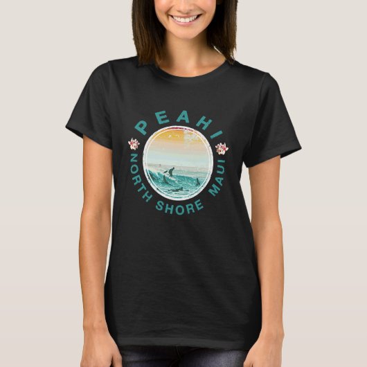 Maui Peahi Surfing Hawaiian Retro T-shirt (Voorkant)